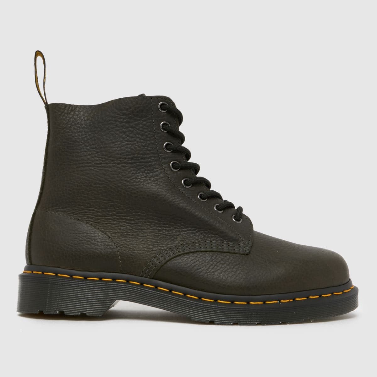 Olive Hood Leather Flare — Dr Martens 1460 Pascal in Green
